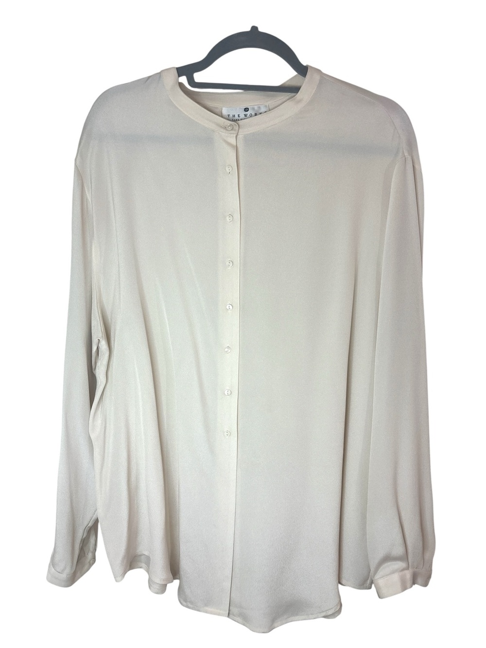 Vintage Saks Fifth Avenue The Works Cream  Long Sleeve Blouse 100% Silk